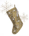 Green Silk Christmas Stocking Stylized Flowers Silver Arcadia Home